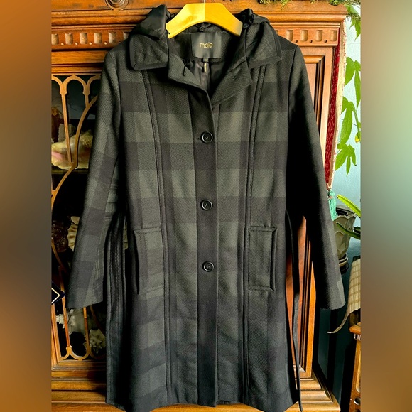MAJE Gobani Plaid Hooded Coat